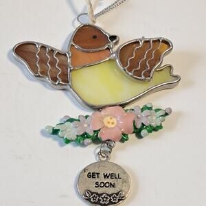 Stained Glass Bird Suncatcher With Get Well Soon Tag